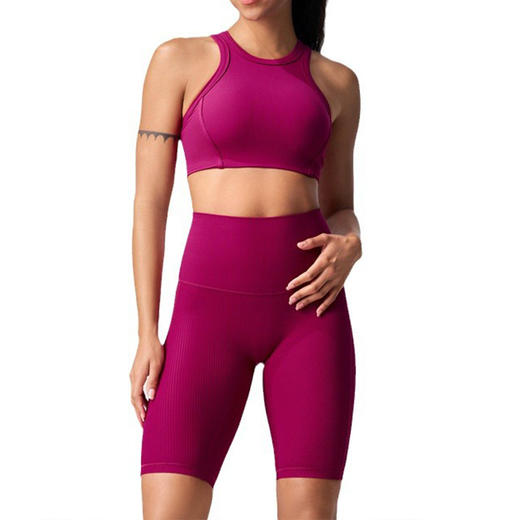 跃牌【轻匀系列】螺纹五分裤女夏无T紧身瑜伽服高腰提臀健身裤70055 商品图4