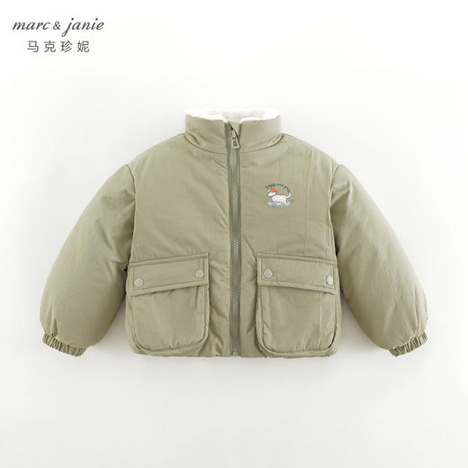 马克珍妮男女童大口袋加绒立领外套儿童棉服2024年冬装新款241005 商品图1