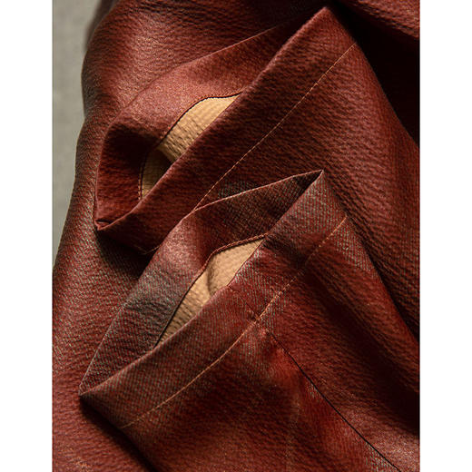 丁摩 真丝珍珠缎香云纱鎏金连衣裙腰封腰带桑蚕丝圆领八分袖中长裙秋4ZF-YSDL087 商品图2