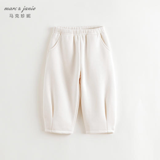 马克珍妮女童时尚压褶宽松加绒运动裤儿童裤子萝卜裤秋冬241256 商品图3