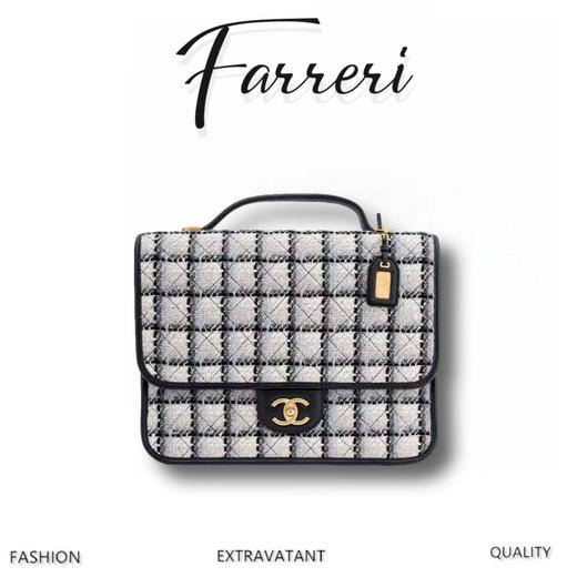 香奶奶 k 高级手工坊 黑白毛呢双肩包 商品图0