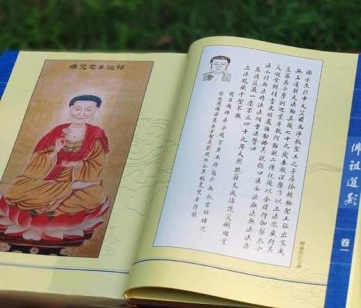 《佛祖道影》:彩绘版，全2册，绸布面精装，16开，广东省文化传播学会编，陈杰 绘 ；岭南美术出版社2012年一版一印，定价：380，售价：80。 商品图5