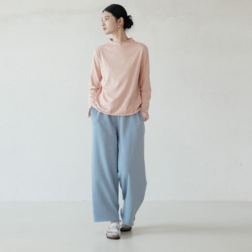 绽放旅行女装723朵/韧性卫裤精制汉麻棉垂顺直筒宽松系带休闲长裤 商品图3