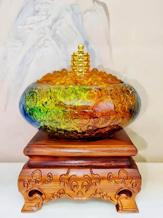 琉璃聚宝盆家居摆件（高7cm 最宽直径15cm） 商品图5
