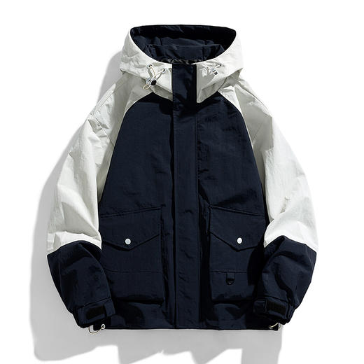 【新款DJR】大依优型大码连帽夹克加肥加大休闲胖子宽松外套上衣男装潮流户外 商品图0