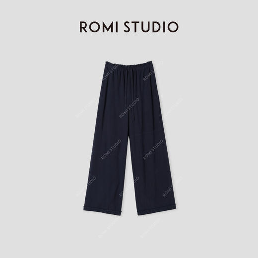 ROMI STUDIO“自我诠释”毛边腰口洗水磨毛拼接直筒休闲裤 421K7056 商品图0