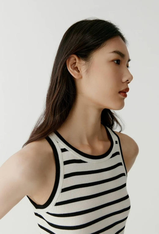【断码 清仓 凑单】高支 小禾 条纹超细棉针织 背心 要修身效果 卡码收小一码 商品图6