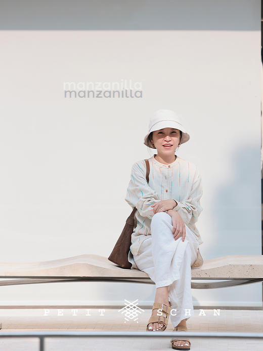 PETIT SCHAN小闪 CLO#582 Neon 霓虹 法国进口亚麻提花色织半开领衬衫 商品图1