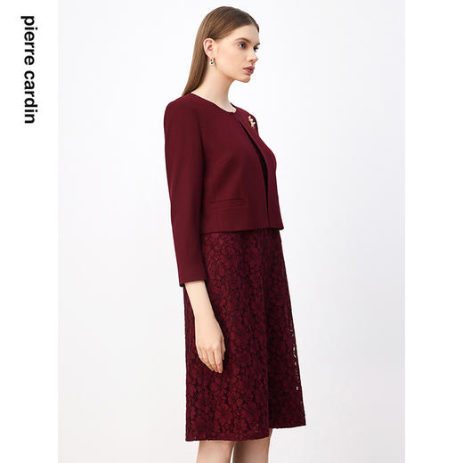 皮尔卡丹女装连衣裙淑女蕾丝拼接通勤假两件连衣裙P3318E3903T0 商品图1