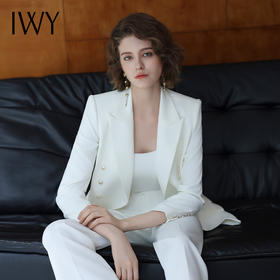 IWY/白色时尚高级设计感职业装播音艺考主持人两件套通勤干练套装C14260+P34225
