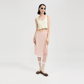 lost in echo2024夏季新款休闲蝴蝶结大圆领短款修身吊带背心女