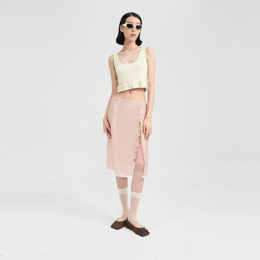 lost in echo2024夏季新款休闲蝴蝶结大圆领短款修身吊带背心女 商品图0