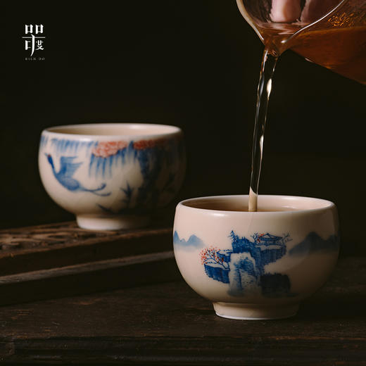 问鼎器度汝窑鹅黄青花玉容杯(咏鹤柳青) (山水)（鸳鸯戏水）（缺货） 商品图2