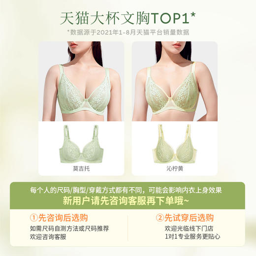 【积分兑换】奶糖派花藤大胸显小全罩杯超薄透气文胸性感蕾丝法式深V内衣女夏 商品图4
