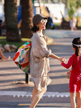 风起时 意大利进口色织纯亚麻翻领中长款罩衫/连衣裙