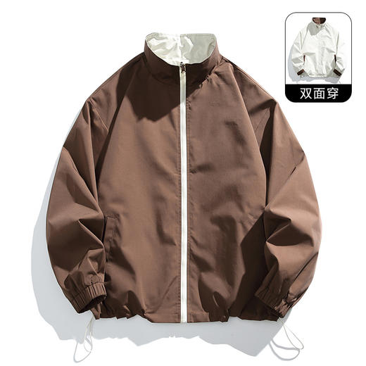 【Q】【双面穿】【新款DH】大依优型大码立领夹克加肥加大休闲胖子宽松外套上衣男装潮流 商品图1