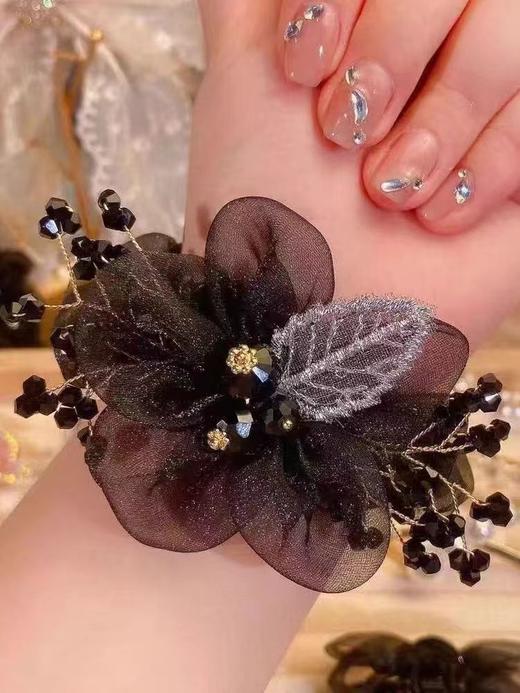 雀说 【2朵】花朵大肠发圈头绳欧根纱树叶刺绣发绳头饰B2211 商品图4