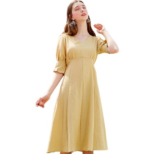 欧芮儿夏装2019新款女装V领连衣裙中长款气质智熏裙法式桔梗裙 商品图3