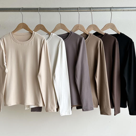 【100元3件】女丨女士卡蒂棉圆领纯色打底衫【FF24807】 商品图1