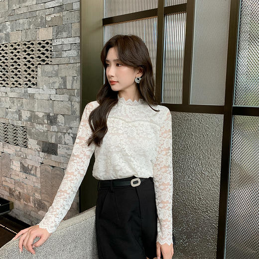 奢姿大码女装2025秋季气质半高领蕾丝打底衫胖妹妹时尚穿搭套装9943153527 商品图2