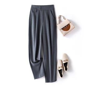 【特惠不退换】西装裤女九分直筒秋季通勤高腰双扣小个子休闲锥形裤    WSFS-WS-351