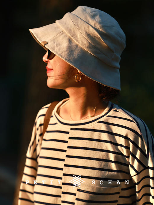 PETIT SCHAN小闪 #070 Chaser of Light 追光者  法国进口精梳亚麻立裁手工捏褶渔夫帽 商品图6