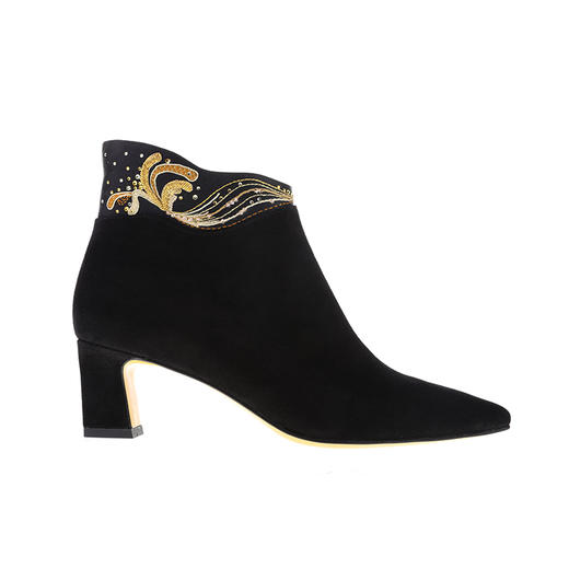 sheme踏地而歌系列异型靴筒口刺绣水晶点缀优雅时尚新中式女士短靴可定制 商品图0