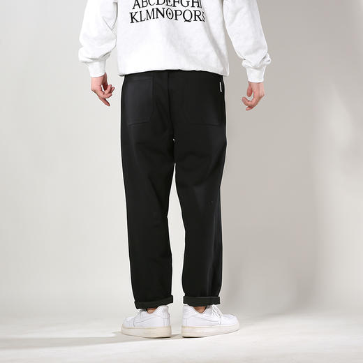 DRONKOO 2024 抽绳两侧破缝同色拼接针织中厚休闲长裤 商品图3