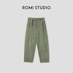 ROMI STUDIO”*复古“100斜纹棉水洗做旧腰带直筒休闲裤24SSK059