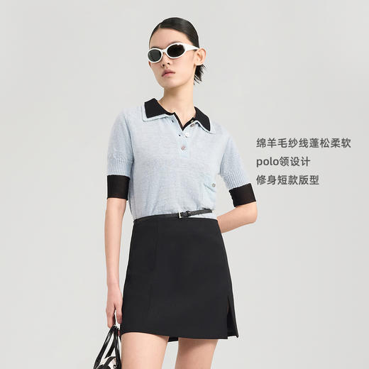 [捡漏价]lost in echo2024秋季新款高级时尚轻薄polo领短袖针织衫T恤上衣 商品图1
