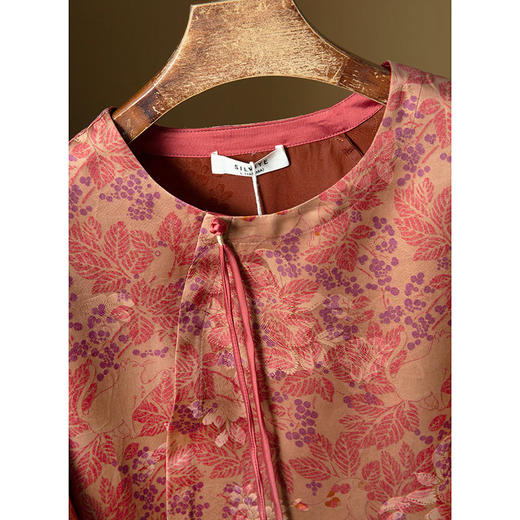 丁摩 真丝非遗香云纱提花国风气质上衣桑蚕丝斜门襟衬衣秋季新4ZF-SYD142 商品图1