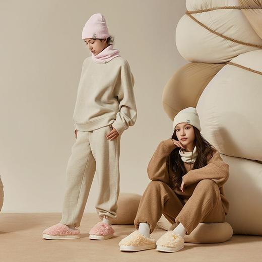 朴西小酥烙棉拖鞋女士冬季保暖毛绒拖鞋情侣款室内简约款家居拖鞋 商品图4