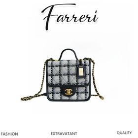 香奶奶 k 斜纹软呢 小号 黑白邮差豆腐包