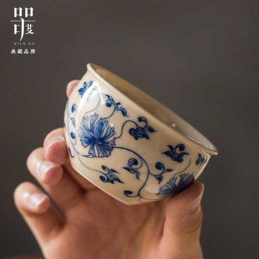 问鼎器度汝窑鹅黄青花吉雅杯（禅华）(虾戏图)（缺货） 商品图4