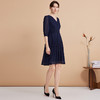 EITIE爱特爱秋季新款薄纱透视五分袖百褶通勤A字裙摆连衣裙7507241 商品缩略图1