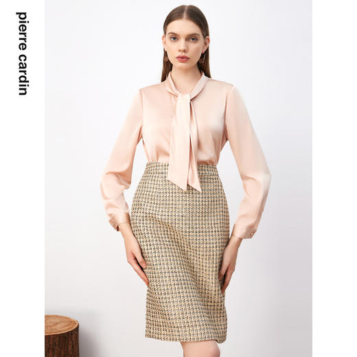 皮尔卡丹女装衬衫时尚气质长袖通勤飘带领衬衫P3352B3981M1
 商品图4