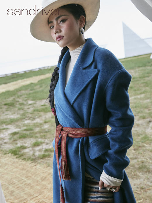 青海女士羊绒水波纹大衣SJF96W392N 商品图2