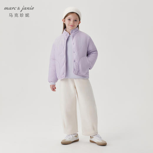 马克珍妮女童时尚压褶宽松加绒运动裤儿童裤子萝卜裤秋冬241256 商品图2