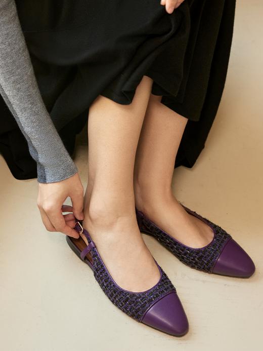 羊皮粗花呢后空单鞋ACE3FTW136 商品图0