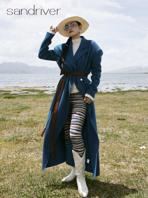 青海女士羊绒水波纹大衣SJF96W392N 商品图0