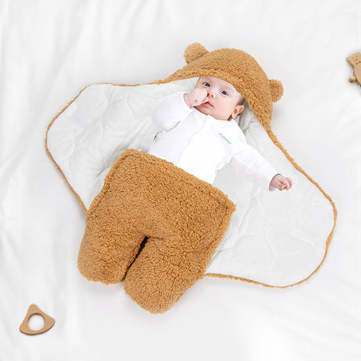 比多乐婴儿睡袋秋冬加厚防踢被初生冬季宝宝两用外出纯棉襁褓抱被 商品图3