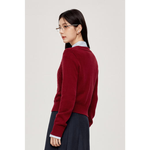 【严选】【心动毛衣】诗凡黎学院风绞花针织开衫24秋新款安可拉红外搭上衣7F9330341 商品图4