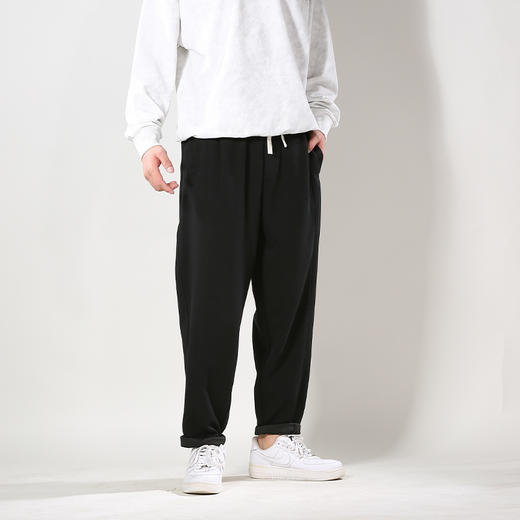 DRONKOO 2024 抽绳两侧破缝同色拼接针织中厚休闲长裤 商品图1