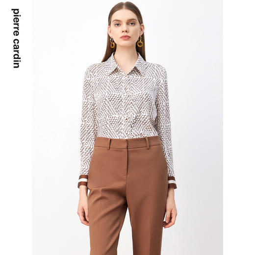 皮尔卡丹女装衬衫高级感复古集合印花通勤气质衬衣P3363B3976K3
 商品图0
