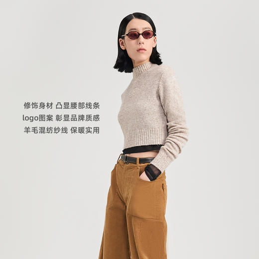 [捡漏价]lost in echo2024秋冬新品时尚半高领羊毛修身短款针织衫打底衫女 商品图2
