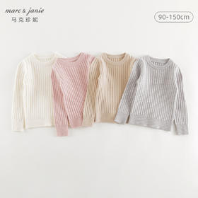 马克珍妮女童柔软绵羊毛圆领毛衣儿童针织衫2024年秋冬新款241685