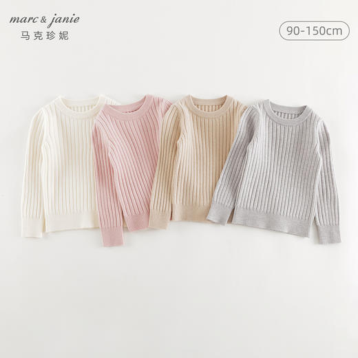 马克珍妮女童柔软绵羊毛圆领毛衣儿童针织衫2024年秋冬新款241685 商品图0