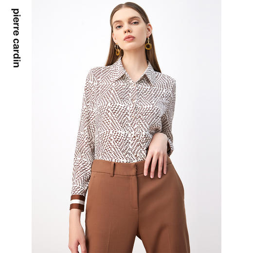 皮尔卡丹女装衬衫高级感复古集合印花通勤气质衬衣P3363B3976K3
 商品图4