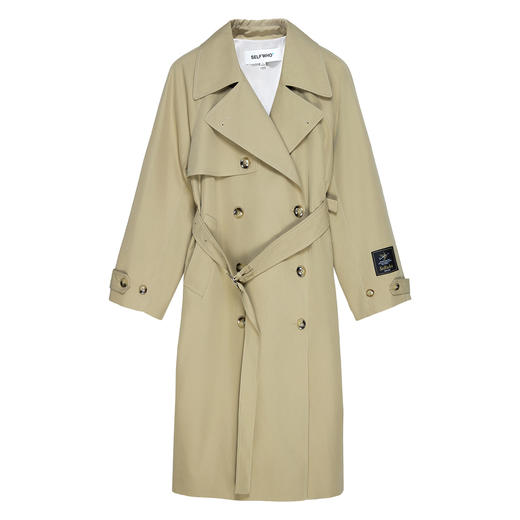 SELFWHO老钱风卡其色风衣外套女2024秋新款经典双排扣设计感大衣 商品图4