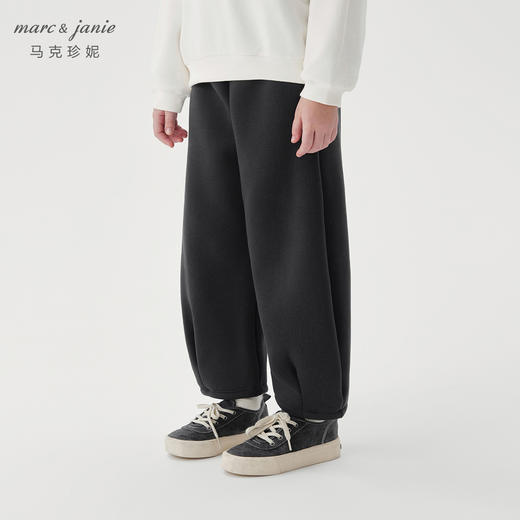 马克珍妮女童时尚压褶宽松加绒运动裤儿童裤子萝卜裤秋冬241256 商品图1